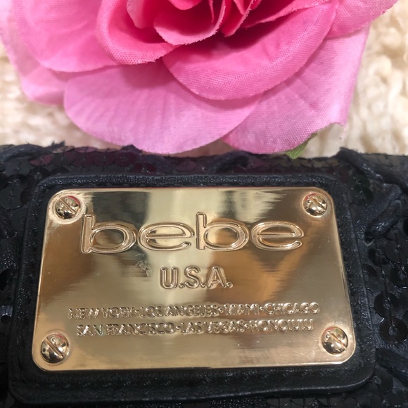 BEBE Sequins Folded Over Clutch with Wrislet - Picture 7 of 8